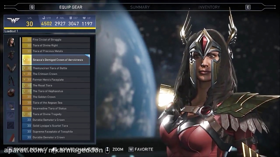 Injustice Legendary Edition Wonder Woman Gear Set Bonus Loadout