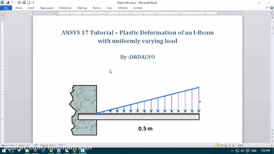 ANSYS 17 0 Tutorial Non Linear Plastic Deformation I Beam