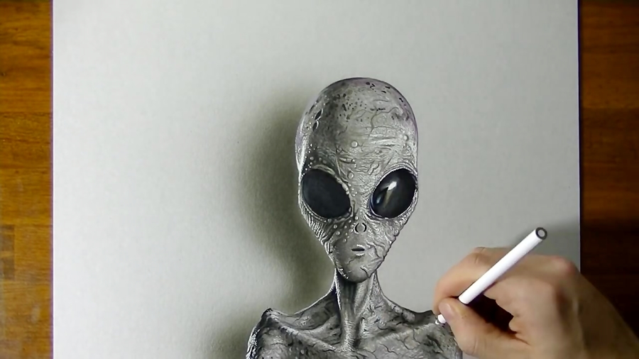 Drawing Visual Art Time Lapse Grey Alien