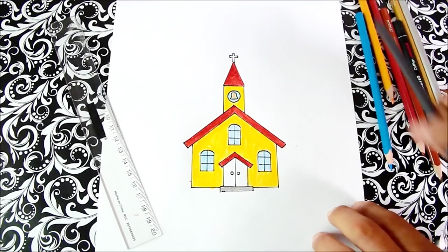 Cómo dibujar una Iglesia How to Draw a Church