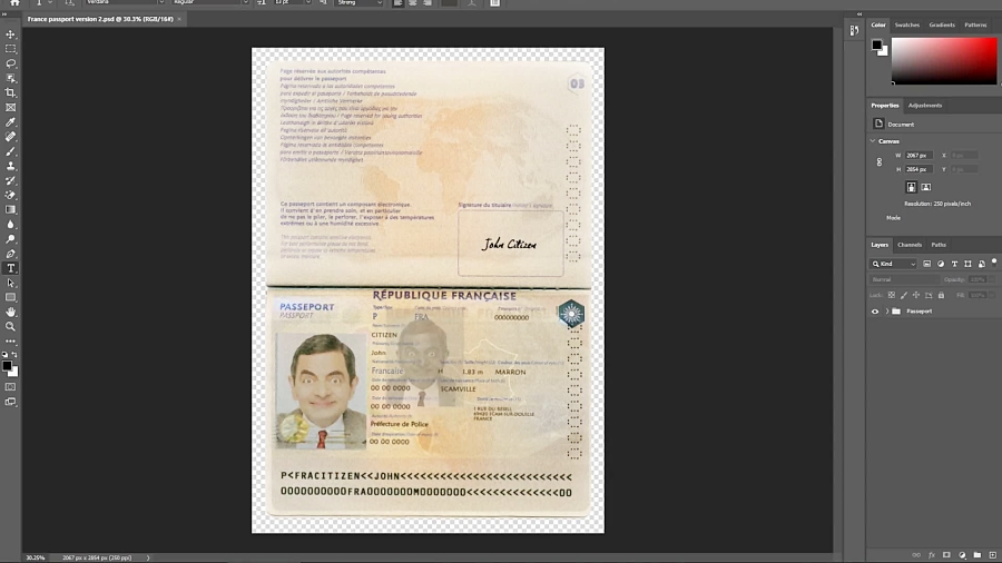 France Passport Template In Psd Format Version