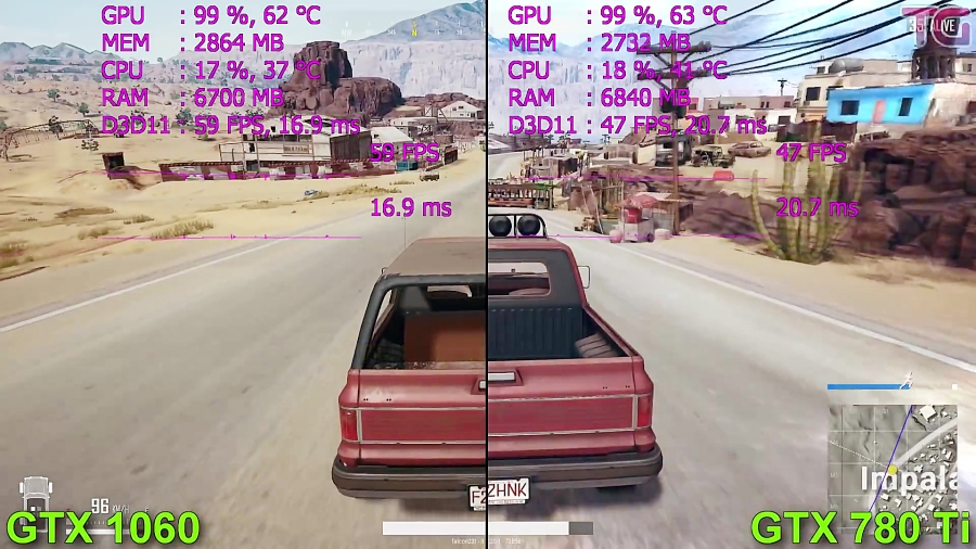 مقایسه فریم ریت بازی ها GTX 780 Ti 3GB vs GTX 1060 3GB