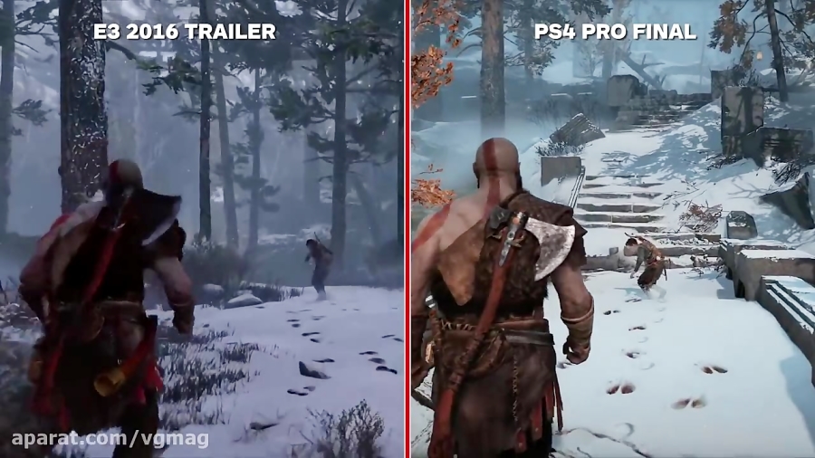 مقایسه گرافیکی God of War در E3 2016 و PS4 Pro