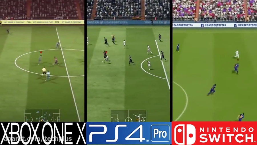 مقایسه گرافیک FIFA 18 بر روی PS4 Pro و One X و Switch