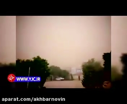 لحظه وقوع طوفان گرد  و غبار در شهر یزد