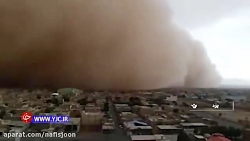 مدفون شدن شهر یزد زیر طوفان گرد و غبار