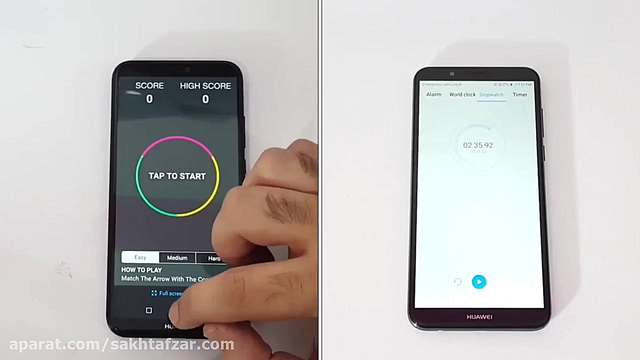 تست سرعت Huawei P20 Lite در برابر Huawei Y7 Prime 2018 زمان287ثانیه