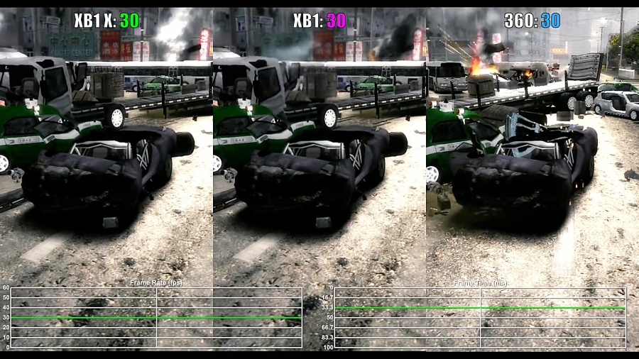 مقایسه فریم ریت بازی Burnout Revenge XOX vs XO vs X360