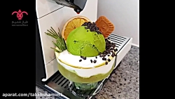 بستنی چای سبز با قهوه داغ