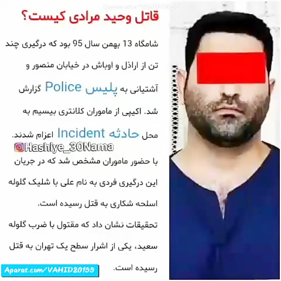 تصاویر و هویت قاتل وحید مرادی فاش شد