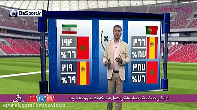 نگاه آماری به بازی ایران  پرتغال جام جهانی 2018 روسیه زمان167ثانیه