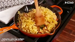 طرز تهیه سوسیس و میگو با پاستا...