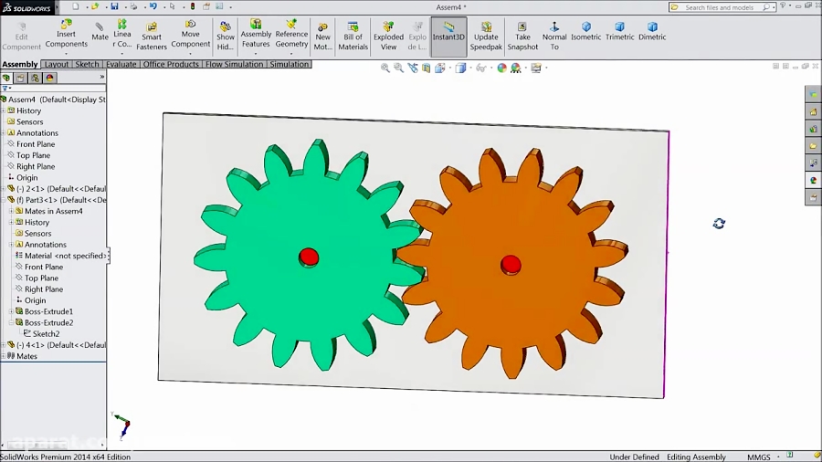 Solidworks Assembly tutorial Gear Mate