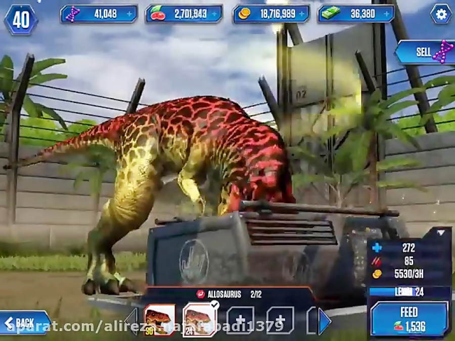 آلوسورس لول 40 در بازی Jurassic World The Game