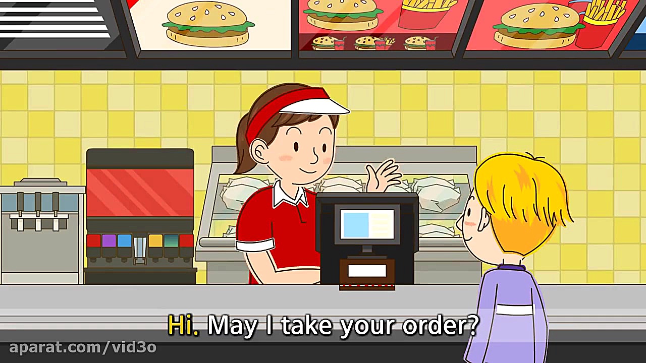 [Order] May I take your order? Anything else? For here or to go. - English for Kids زمان104ثانیه