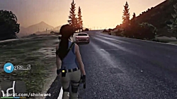 GTA V گیم پلی خودروی مازراتی و کاراکتر بازی Tomb Raider