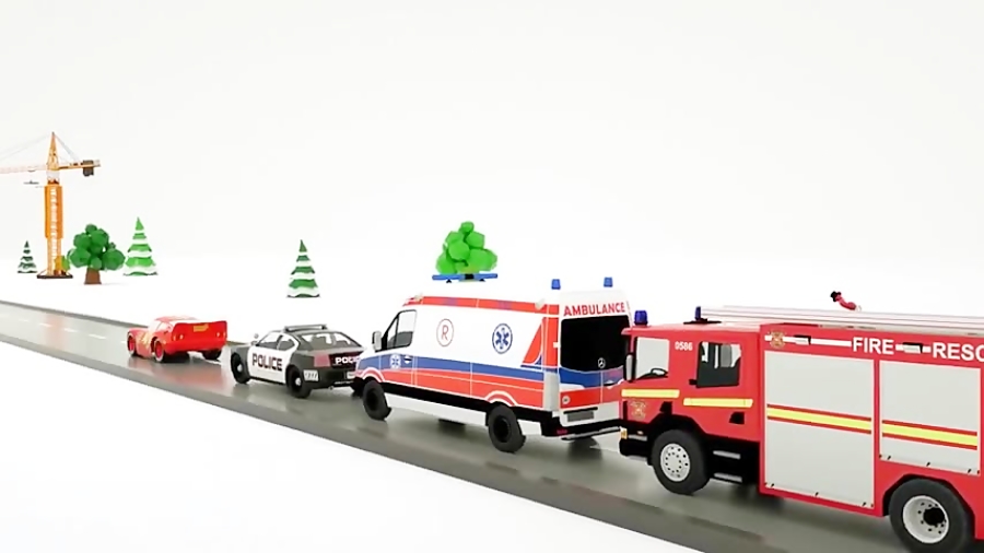 Fire Truck, Ambulance, Police Car Educational Cartoon