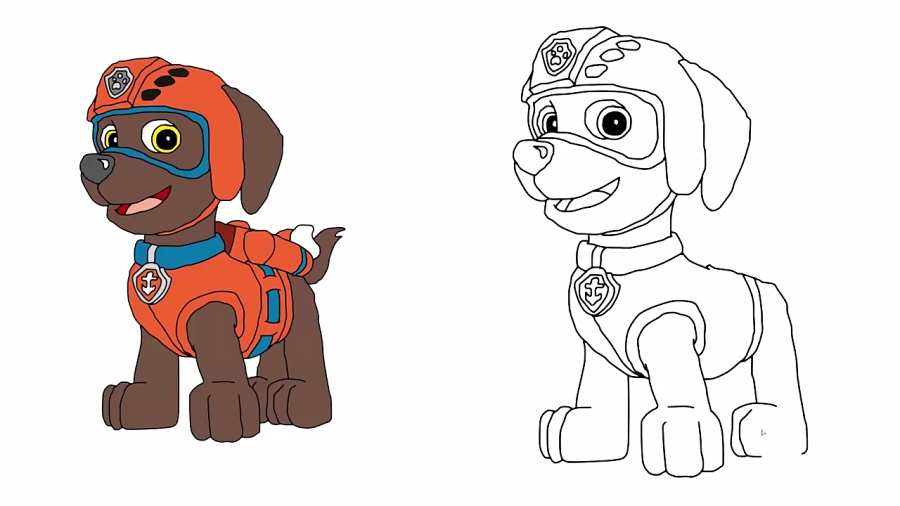 How to draw Zuma from Paw Patrol HDE