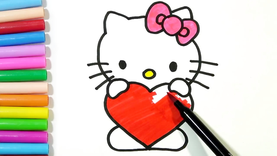 How to Draw Hello Kitty with Heart HDE