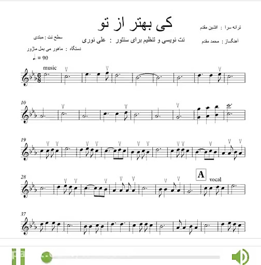 نت سنتور کی بهتر از تو عارف مبتدی نت سنتور کی بهتر از تو عارف مبتدی