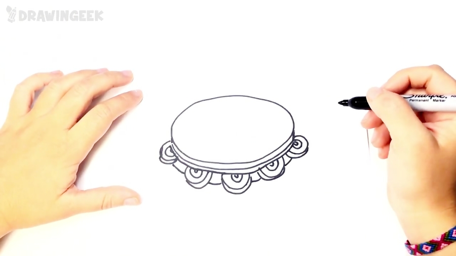 How to draw a Tambourine Step by Step Tambourine Drawing Lesson