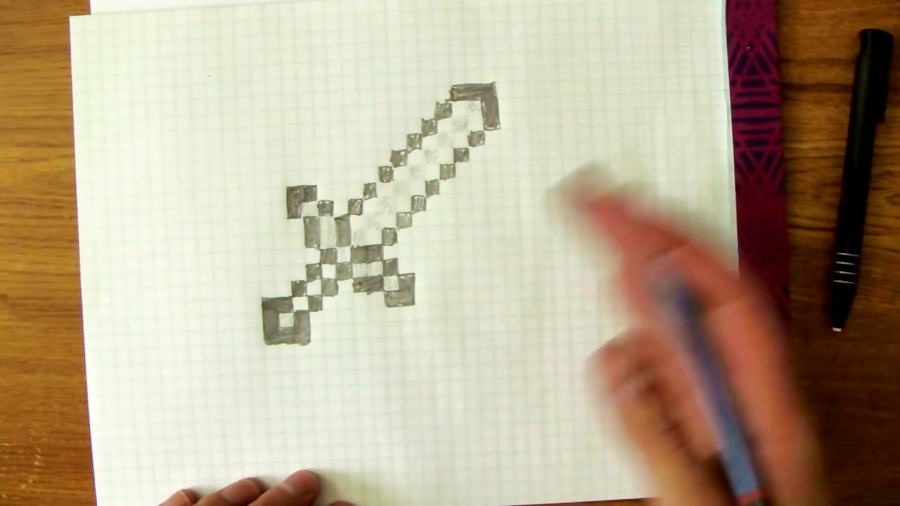 How To Draw A Minecraft Sword On Graph Paper