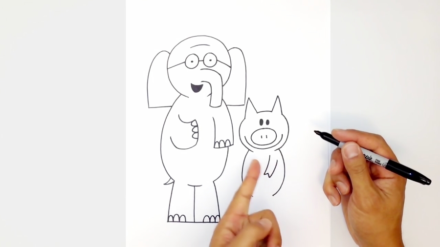How to Draw Gerald and Piggie Art Lesson for Kids