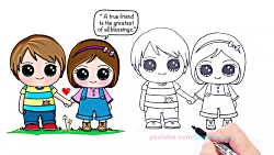 How To Draw A Cute Boy And Girl Holding Hands Step By Step Best Friends