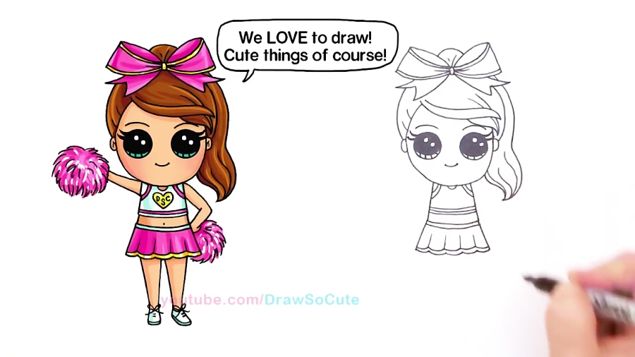 How To Draw Chibi Cheerleader Step By Step Cute Girl