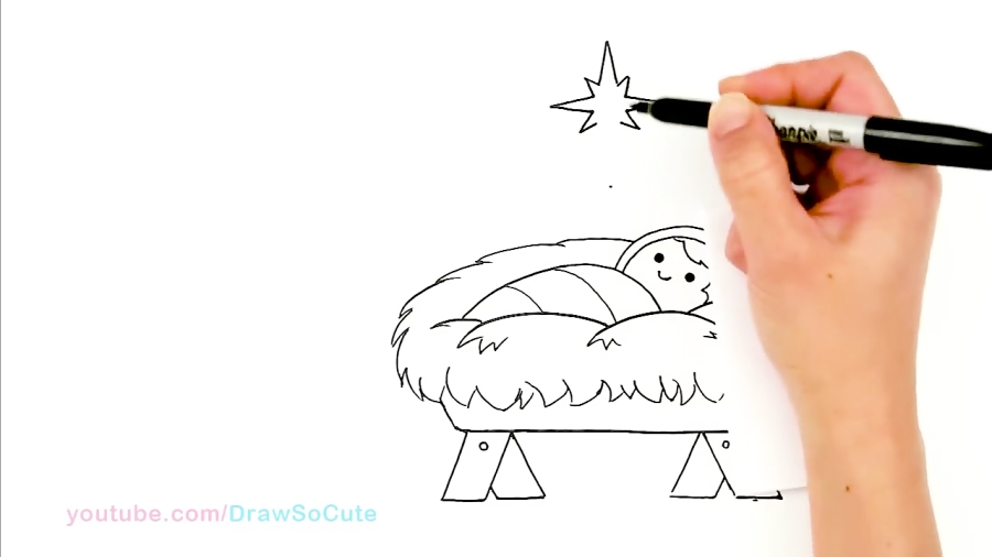 How to Draw Baby Jesus EASY Star of Bethlehem Nativity Scene