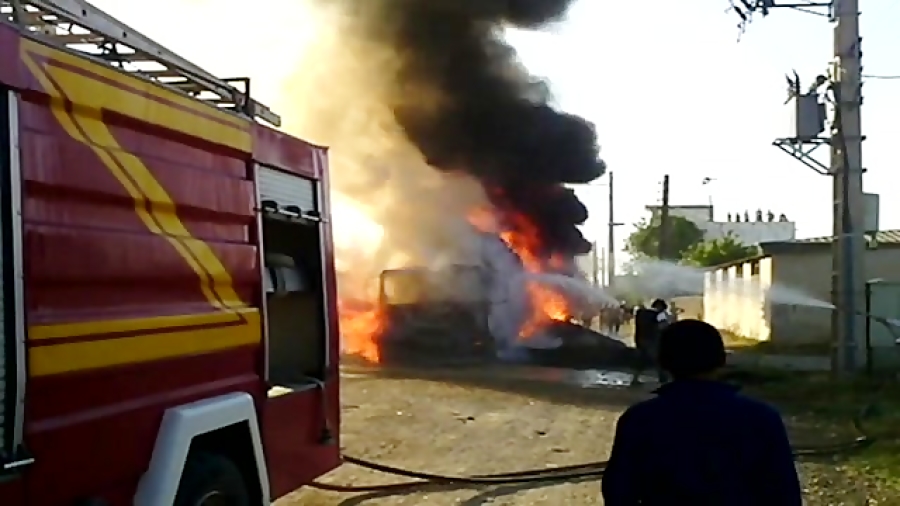 آتش گرفتن کامیون در روستای سارلی سفلی