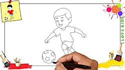 How to draw a boy playing socc...