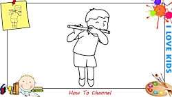 How to draw a boy playing flut...