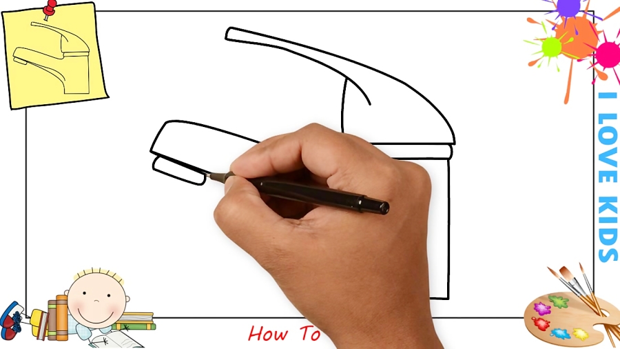 How to draw a tap water EASY step by step for kids, beginners, children 1