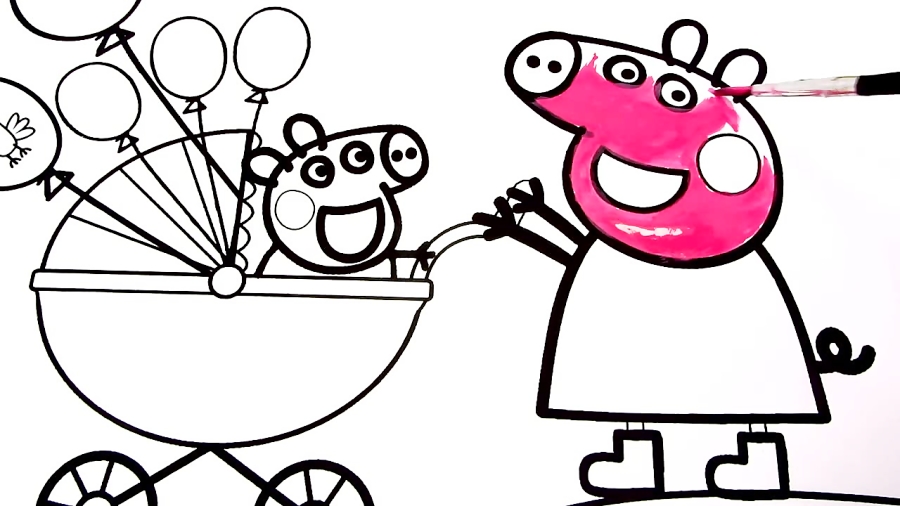 Peppa Pig Baby Alexander Walk in the Stroler Coloring Book Pages Fun Art