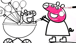 Peppa Pig Baby Alexander Walk In The Stroler Coloring Book Pages Fun Art