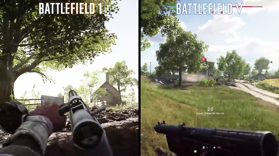 Battlefield V vs Battlefield 1 تریلر مقایسه دو بازی