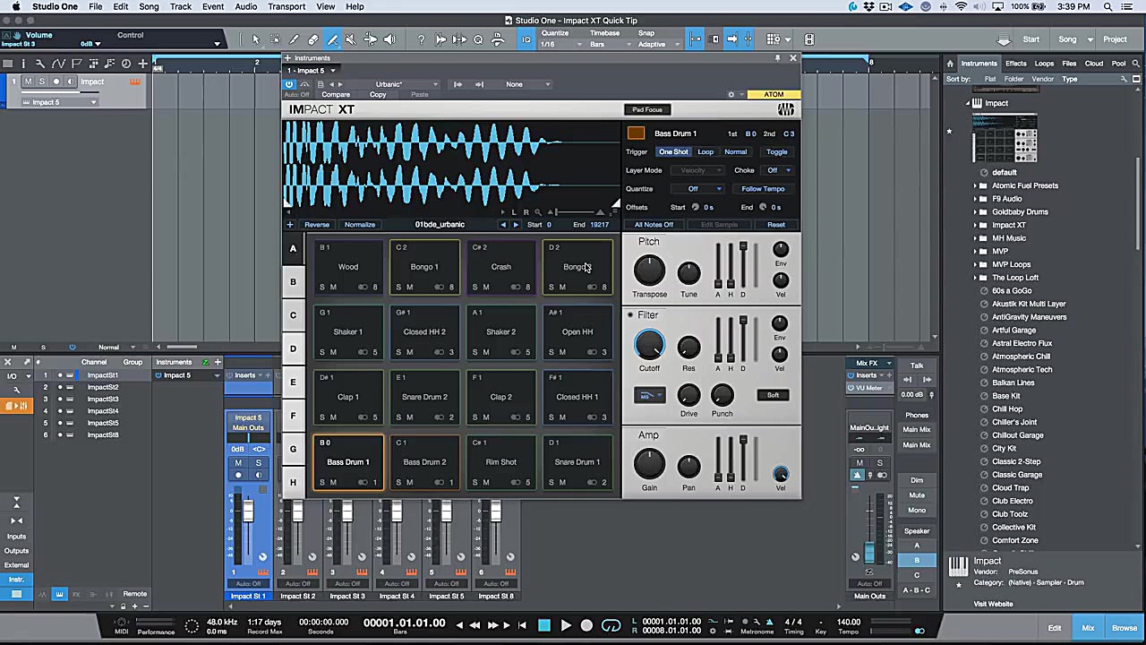 طریقه کار با سمپلر Impact XT در نسخه Studio One 4.1.1 دندان پیش
