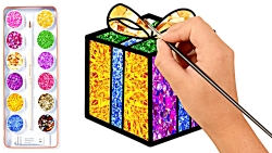 Glitter gift box coloring Page...