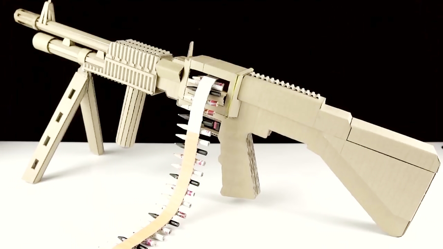 How to Make Cardboard Machine Gun Model (M60 E6) That Shoots