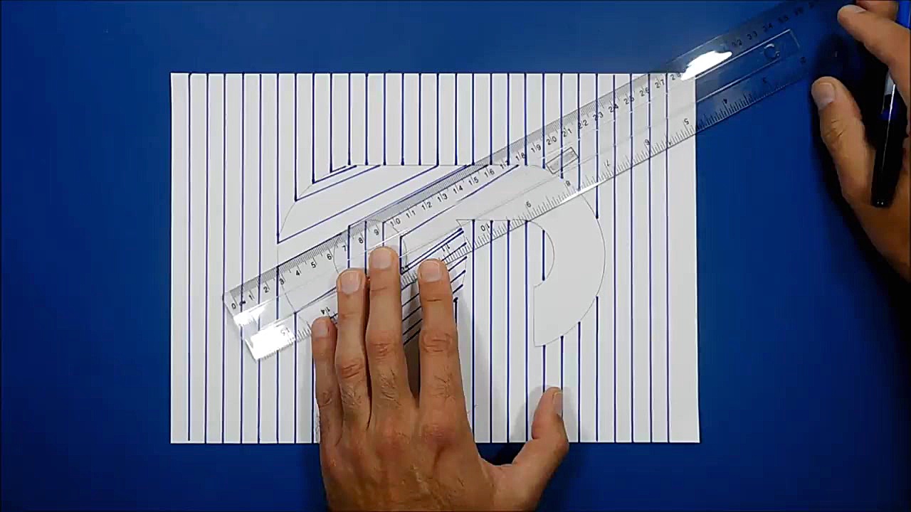 Draw a number 9 Hole on Line Paper 3D Trick Art مزوتراپی