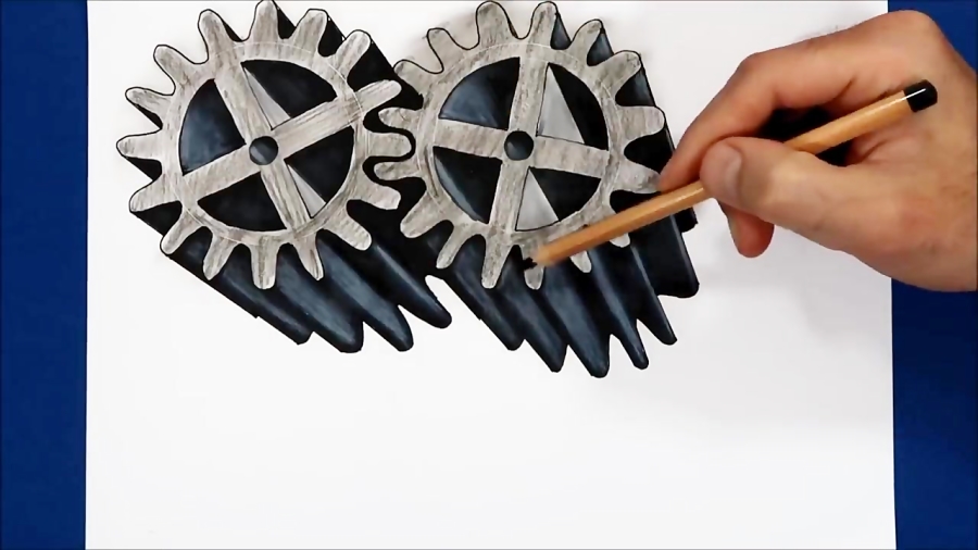 3d Trick Art On Paper Floating Gear Optical Illusion 