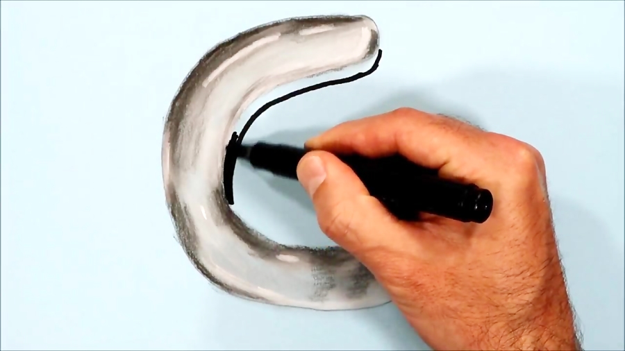 How to Draw a Letter C in Water With Dry Pastel pencils