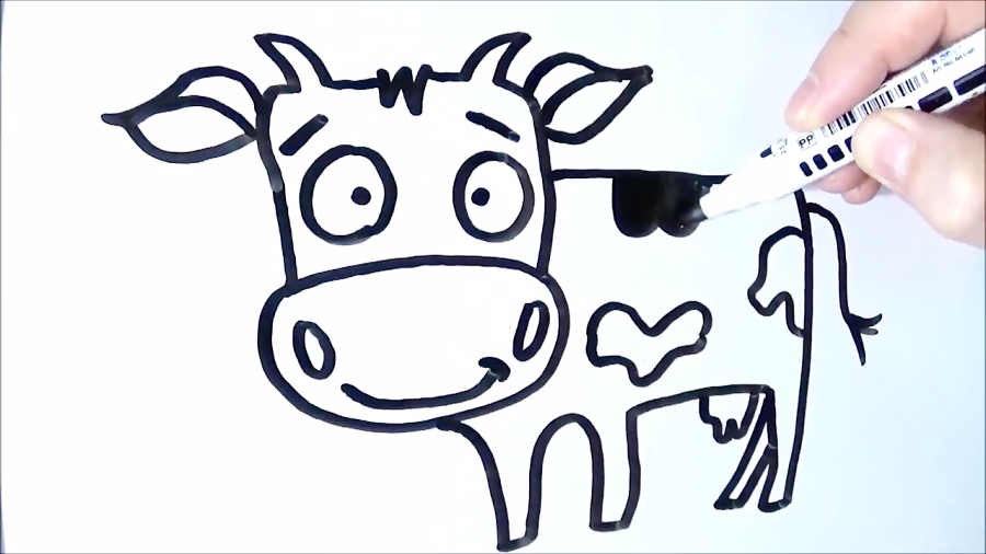 How to Turn Words cow Into a Cartoon Art on Whiteboard for Kids