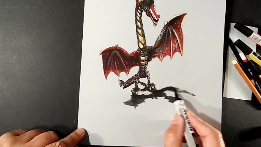 How To Draw 3d Dragon Drawing Red Dragon Vamosart 7413