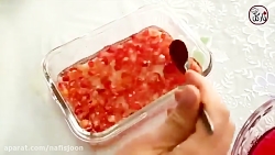 ژله لایه ای انار برای شب یلدا با نارگل