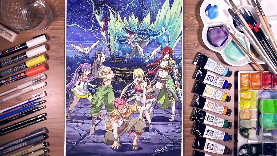 Fairy Tail the Movie: Dragon Cry - Watercolor painting | drawholic زمان311ثانیه