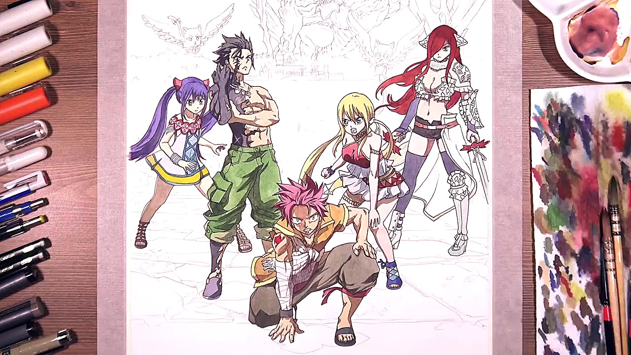 Fairy Tail the Movie: Dragon Cry - Watercolor painting | drawholic زمان311ثانیه