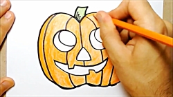 Desenhando - ABÓBORA, MORCEGO E ARANHA para o HALLOWEEN!! 🎃❤ Como desenhar  uma abóbora de Halloween. 