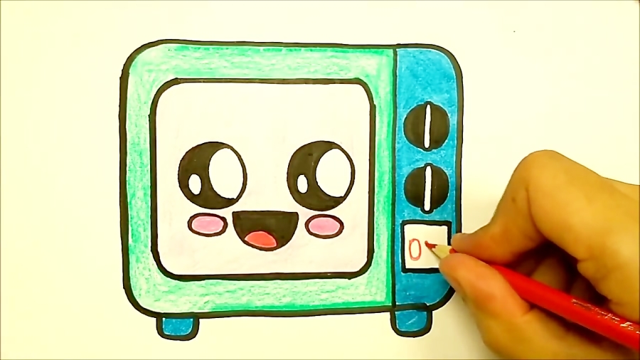 HOW TO DRAW A MICROWAVE EASY STEP BY STEP